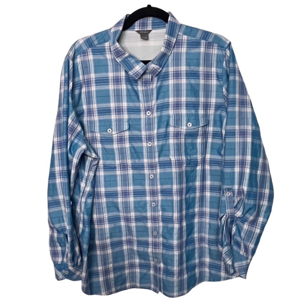 Eddie Bauer Blue Plaid Outdoor Mountain Shirt